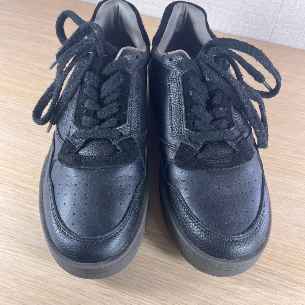 AllSaints Regan Men's Sneakers US 10 Black Leather Suede Monochrome Streetwear - Picture 8 of 10
